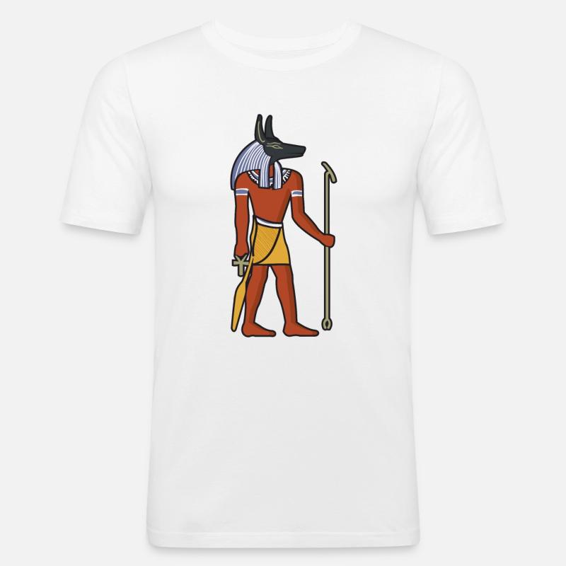 Jeroglíficos de Egipto Ra Anubis Horus Pyramid Nile - Camiseta ajustada hombre - blanco