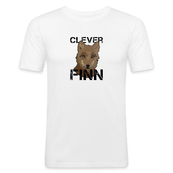 Finn Verjaardag Finn - Mannen slim fit T-shirt - wit - Voor - Nik (191cm)