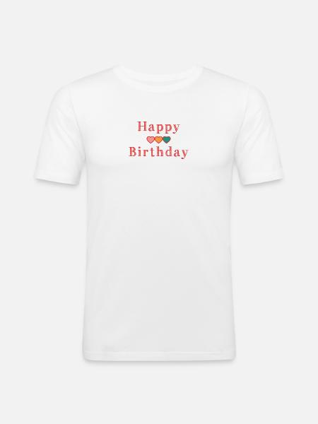 HAPPY BIRTHDAY - T-shirt près du corps Homme - blanc