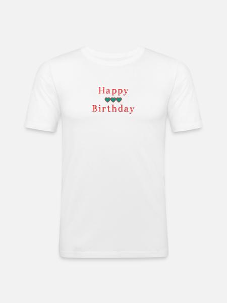 HAPPY BIRTHDAY - T-shirt près du corps Homme - blanc