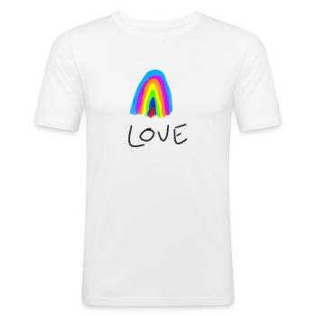 Rainbow Love - Männer Slim Fit T-Shirt - Weiß - Vorne - Nik (191cm)