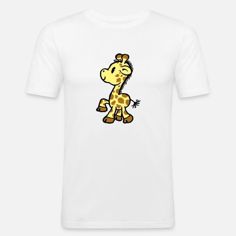 Giraffe - Männer Slim Fit T-Shirt - Weiß