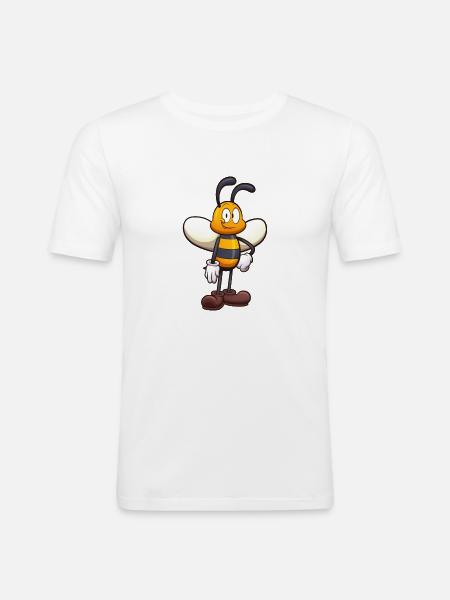 Friendly Cute Cartoon Bee - Men's Slim Fit T-Shirt - white