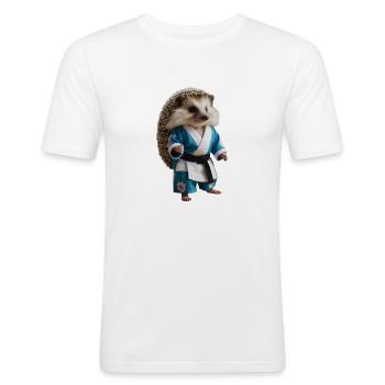Sporty hedgehog - Men's Slim Fit T-Shirt - white - Front - Nik (191cm)