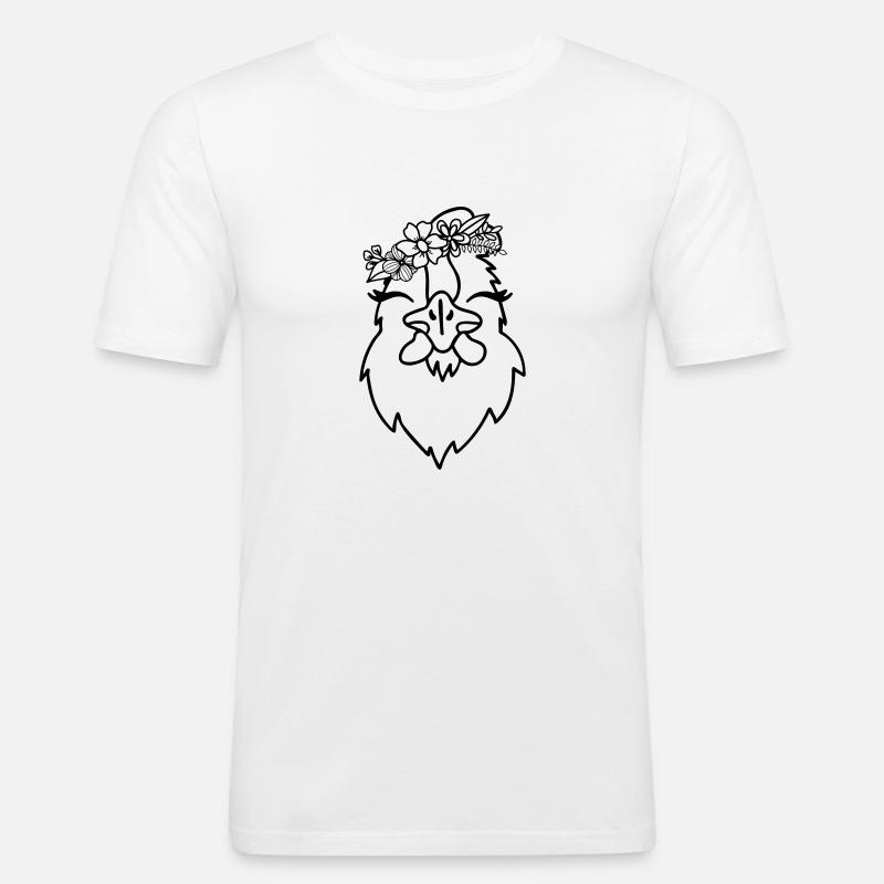 blumiges Huhn - Männer Slim Fit T-Shirt - Weiß