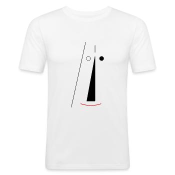 Face abstrakt - Männer Slim Fit T-Shirt - Weiß - Vorne - Nik (191cm)