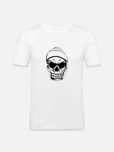 Totenkopf - Männer Slim Fit T-Shirt - Weiß