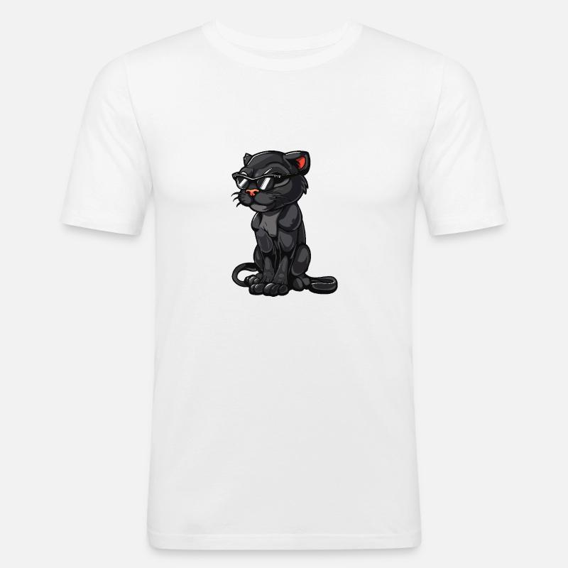 Panther Cool Comic - Männer Slim Fit T-Shirt - Weiß