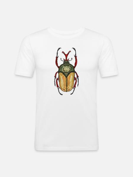 Großer Hirsch - Riesenhirschkäfer - Männer Slim Fit T-Shirt - Weiß