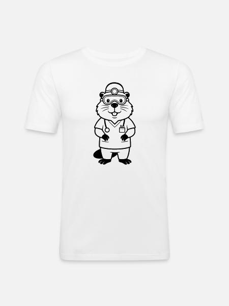 Médecin castor - T-shirt près du corps Homme - blanc