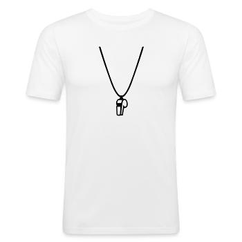 Sifflet à roulette - T-shirt près du corps Homme - blanc - Devant - Nik (191cm)