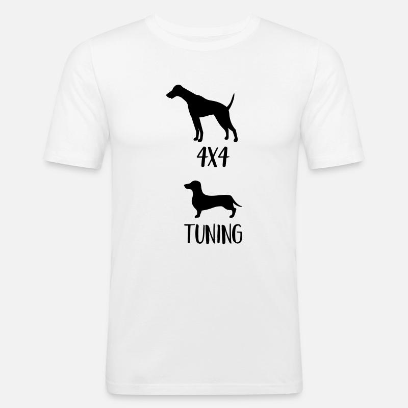 4x4 Dackel - Männer Slim Fit T-Shirt - Weiß