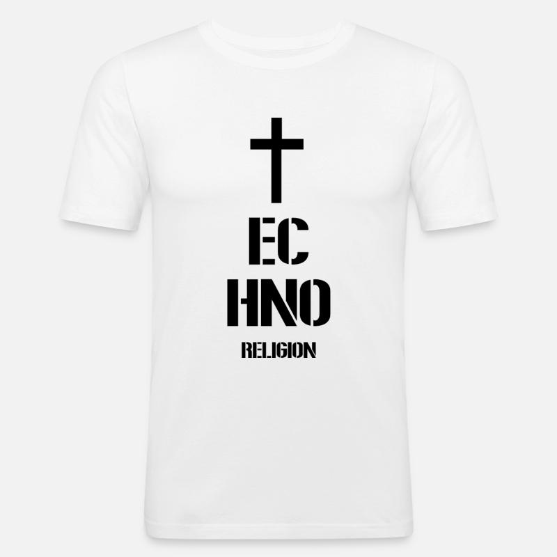 Techno - techno music - techno religion - Men's Slim Fit T-Shirt - white