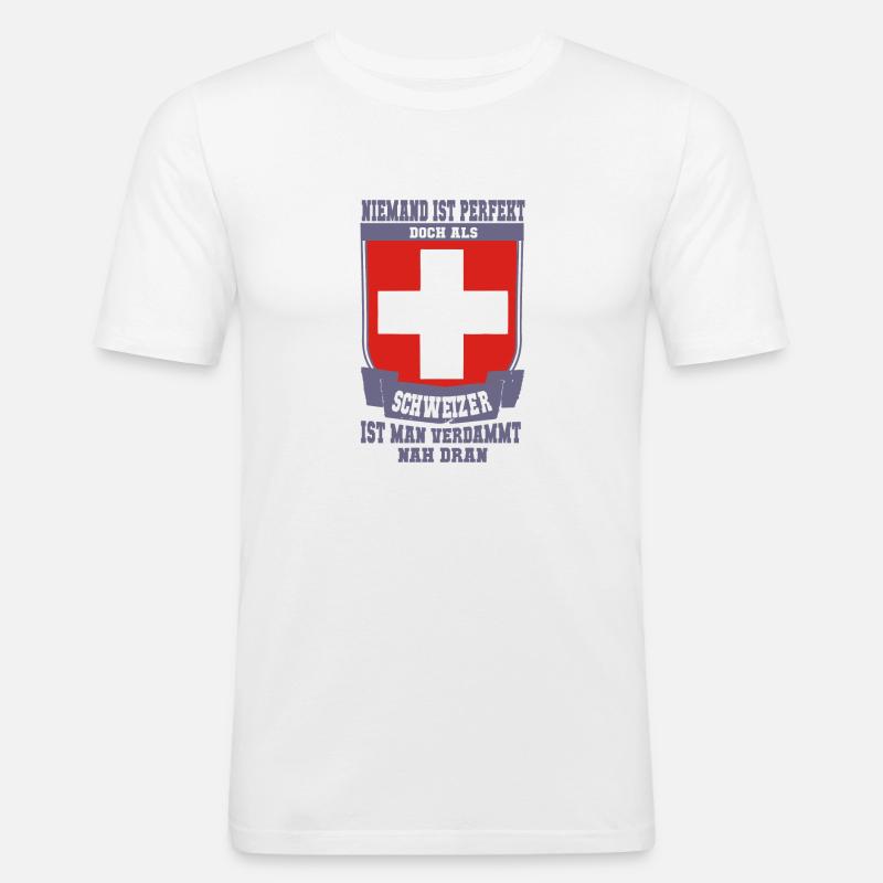 Schweizer Perfekt - Männer Slim Fit T-Shirt - Weiß
