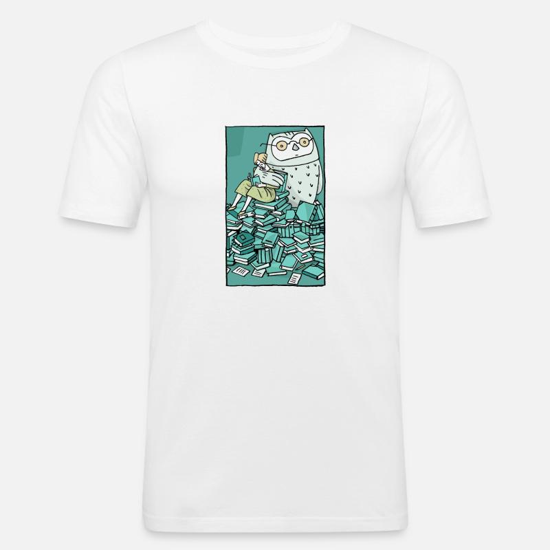 Eule - Männer Slim Fit T-Shirt - Weiß