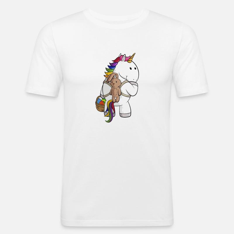 Oster Comic Einhorn - Männer Slim Fit T-Shirt - Weiß