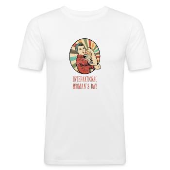 Journée internationale de la femme - T-shirt près du corps Homme - blanc - Devant - Nik (191cm)
