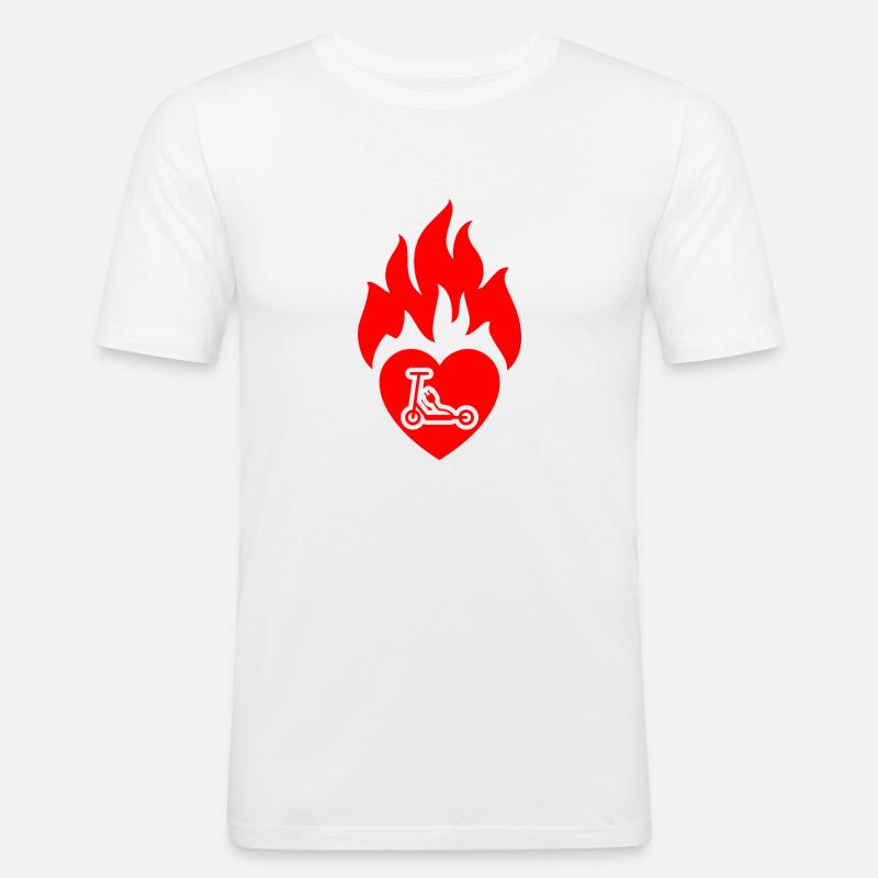 E-Scooter E-Roller Scooter - Männer Slim Fit T-Shirt - Weiß