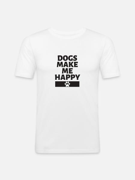 Dogs make me happy - Men's Slim Fit T-Shirt - white