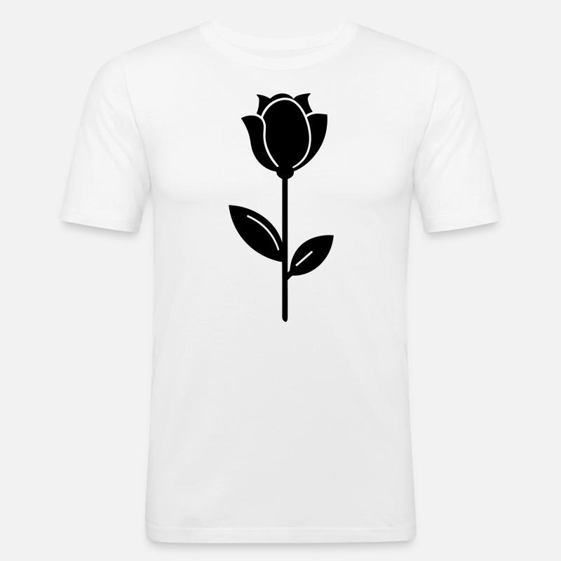 Rosa Blume - Männer Slim Fit T-Shirt - Weiß