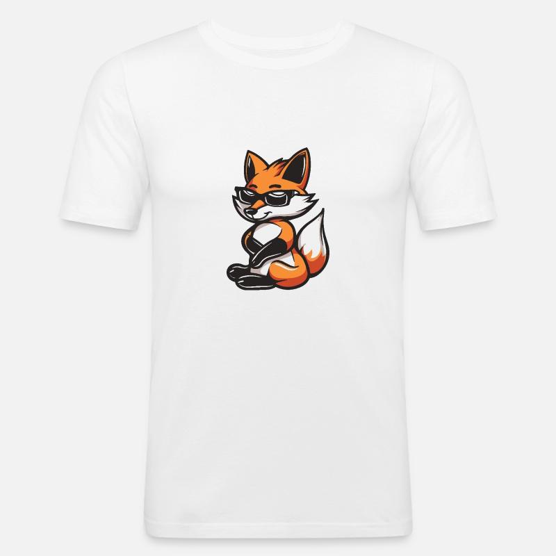Fuchs Cool Comic - Männer Slim Fit T-Shirt - Weiß