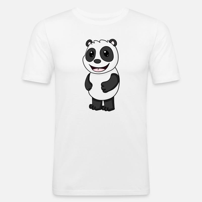 Panda Bär Niedlich - Männer Slim Fit T-Shirt - Weiß