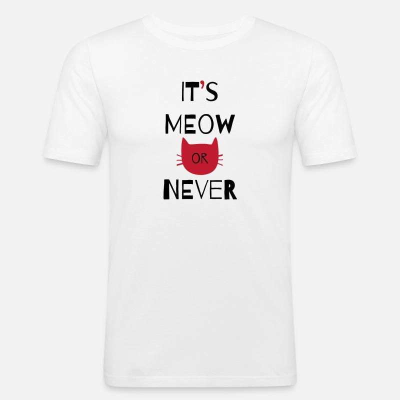 Katze - Männer Slim Fit T-Shirt - Weiß