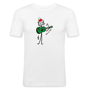 Guitarist Christmas girl with guitar - Men's Slim Fit T-Shirt - white - Front - Nik (191cm)