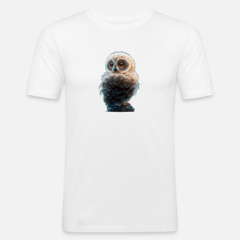 3D Eule - Männer Slim Fit T-Shirt - Weiß