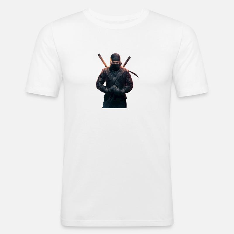 Ninja mit Schwertern - Männer Slim Fit T-Shirt - Weiß
