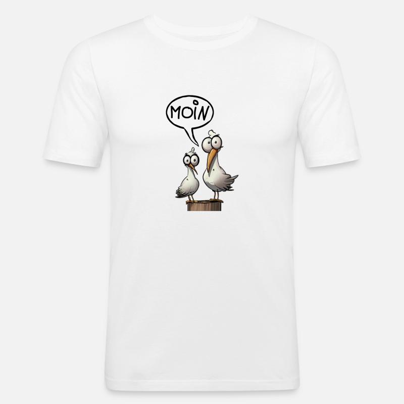 Die Bäädden Möwen - Möwe moin - Männer Slim Fit T-Shirt - Weiß