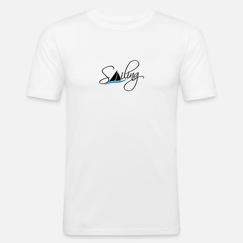 Sailing Logo Design - Männer Slim Fit T-Shirt - Weiß