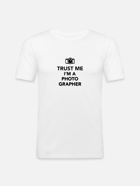 Fotograf - Männer Slim Fit T-Shirt - Weiß