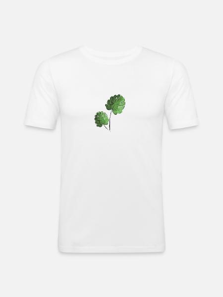 Monsetra Ableger mit zwei Blättern - Männer Slim Fit T-Shirt - Weiß