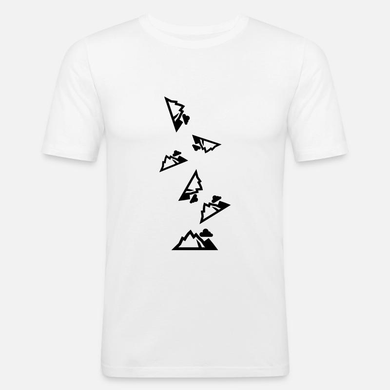 Berge Mountains Silhouette - Männer Slim Fit T-Shirt - Weiß