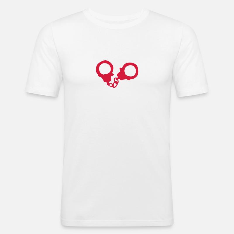handcuffs1 - Männer Slim Fit T-Shirt - Weiß