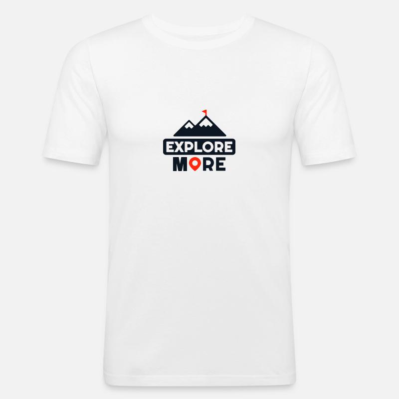 Explore More - Männer Slim Fit T-Shirt - Weiß