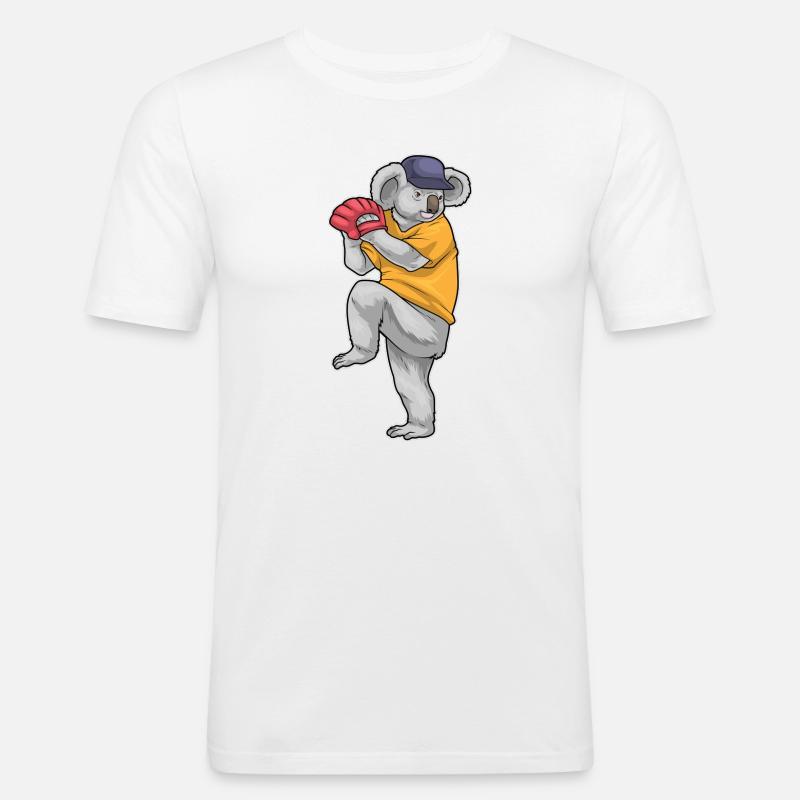 Koala Baseball Baseballhandschuh - Männer Slim Fit T-Shirt - Weiß