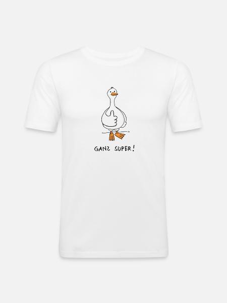 GANS SUPER! - Männer Slim Fit T-Shirt - Weiß