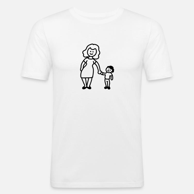 Mutter / Oma + Kind - Line - Männer Slim Fit T-Shirt - Weiß