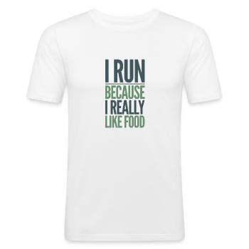 Lauf - Männer Slim Fit T-Shirt - Weiß - Vorne - Nik (191cm)