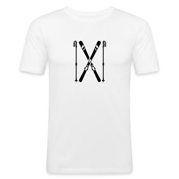 Ski - Männer Slim Fit T-Shirt - Weiß - Vorne - Nik (191cm)