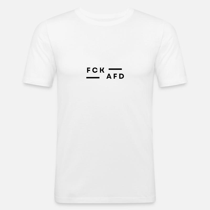 FCK AFD – Klare Botschaft - Männer Slim Fit T-Shirt - Weiß