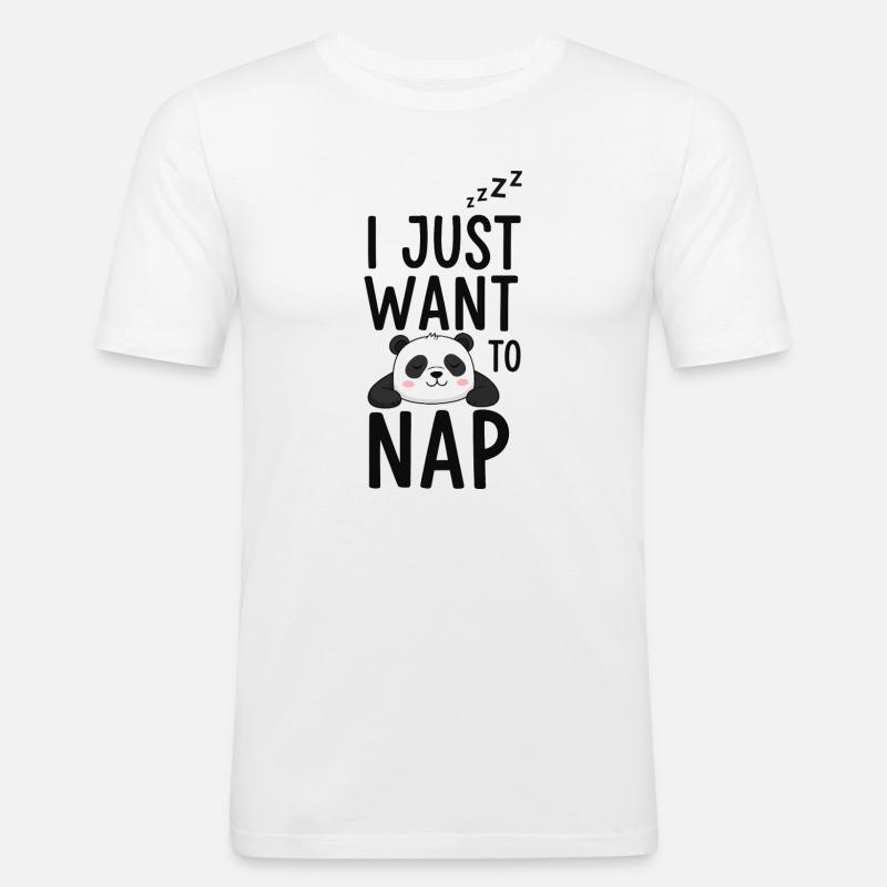 Panda Nickerchen Schlafmodus - Männer Slim Fit T-Shirt - Weiß