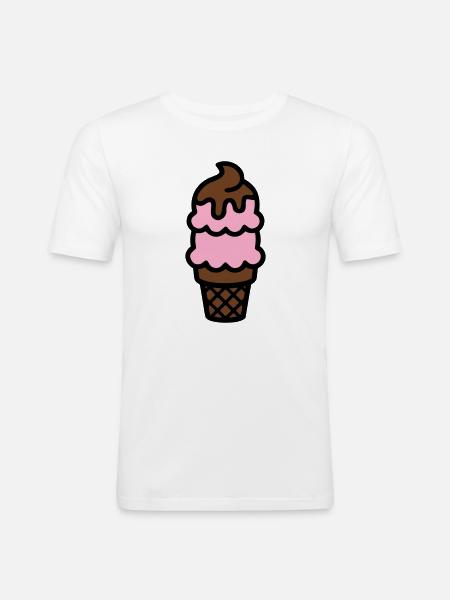 Eiswaffel Eiscreme Icon - Men's Slim Fit T-Shirt - white