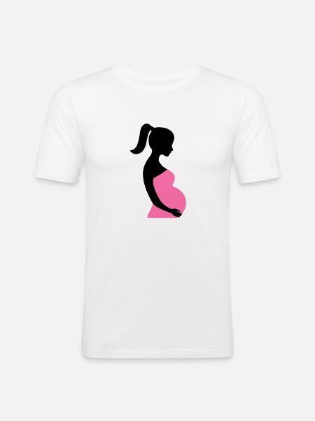 Schwangere Silhouette - Männer Slim Fit T-Shirt - Weiß