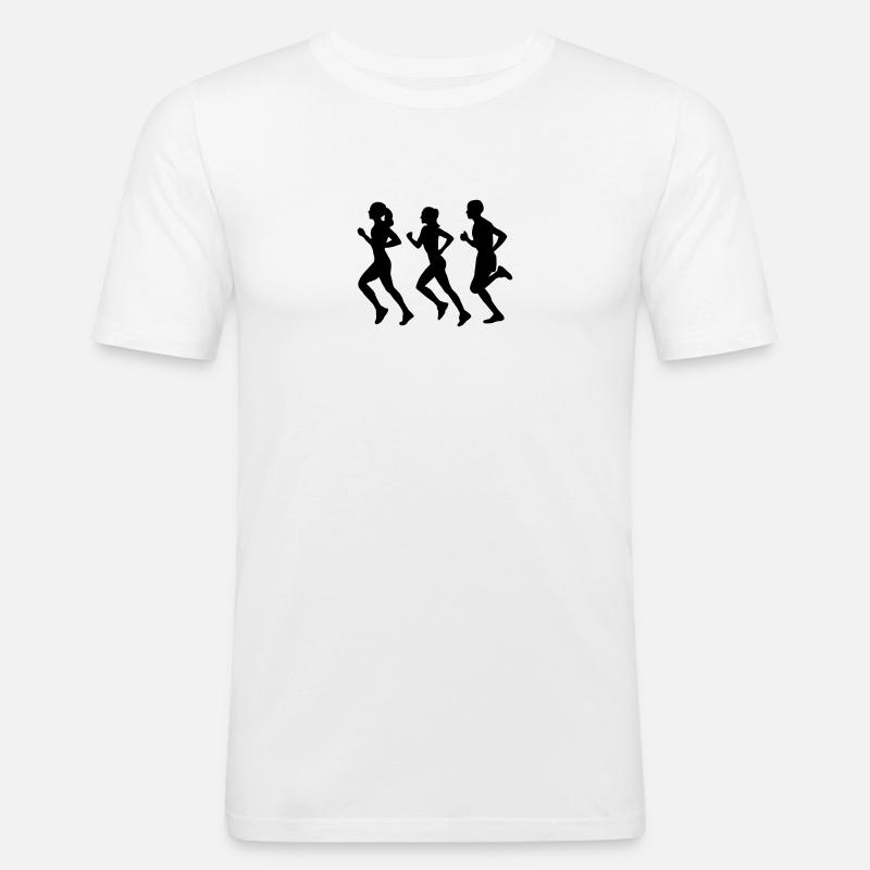 Running Group (Silhouette) - Männer Slim Fit T-Shirt - Weiß