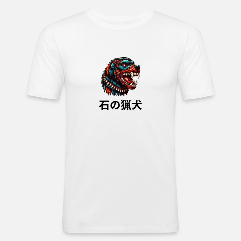 Steinhund - Kaiju - Männer Slim Fit T-Shirt - Weiß