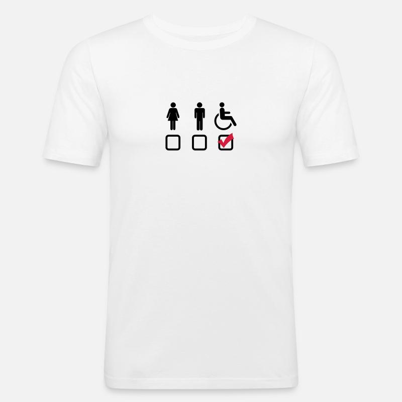 Behindert Rollstuhl - Männer Slim Fit T-Shirt - Weiß