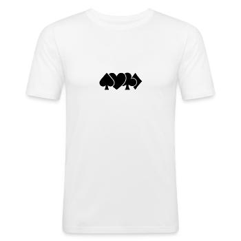 Minimalistisches Karten-Design | einfarbig schwarz - Männer Slim Fit T-Shirt - Weiß - Vorne - Nik (191cm)